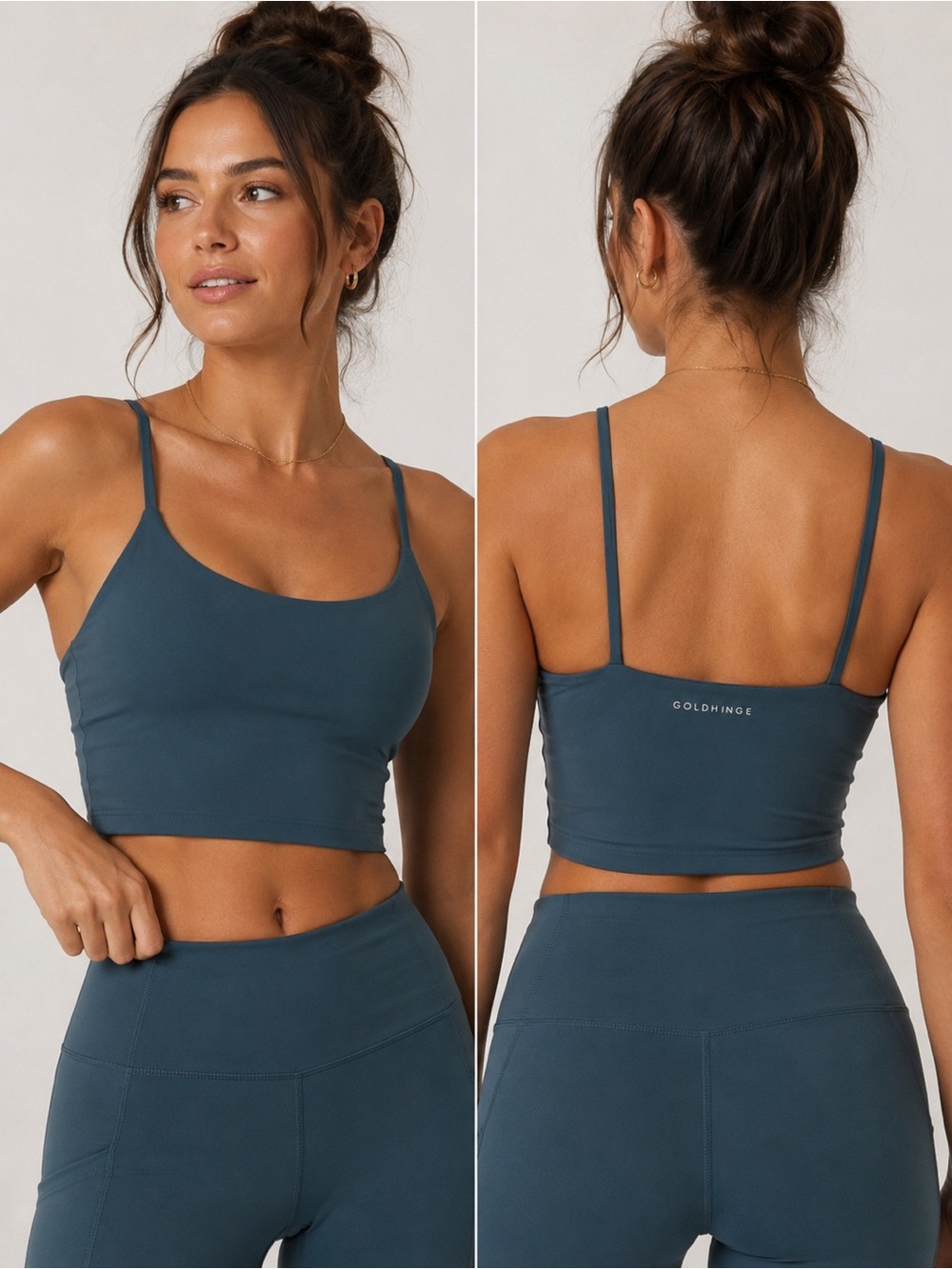 GoldHinge Longline Sports Bra Dark Teal Blue Size Small EUC